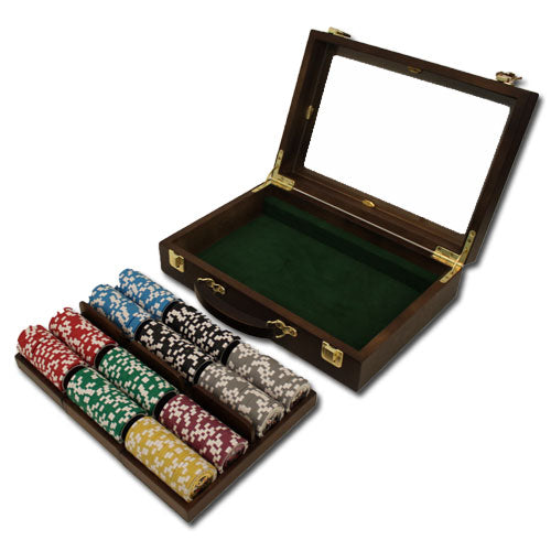 300 Ace Casino Poker Chips with Walnut Case
