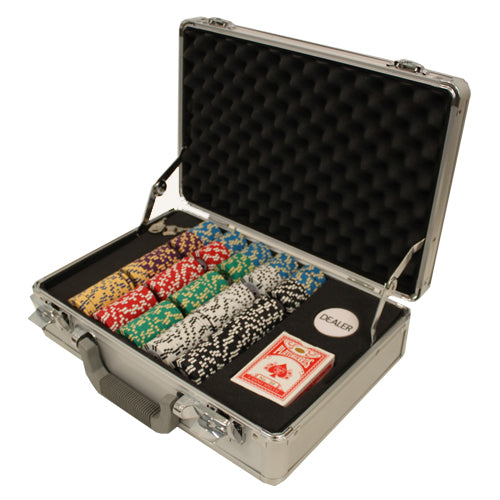 300 Two Stripe Twist Poker Chips with Claysmith Aluminum Case