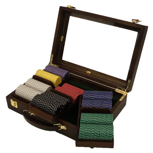300 Suited Poker Chips with Walnut Case