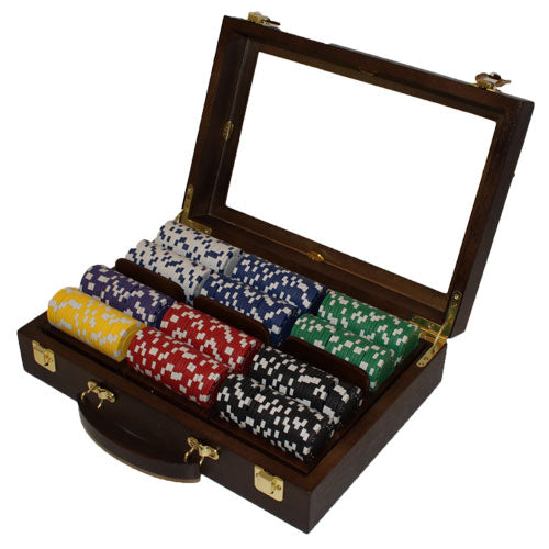 300 Diamond Suited Poker Chips with Walnut Case