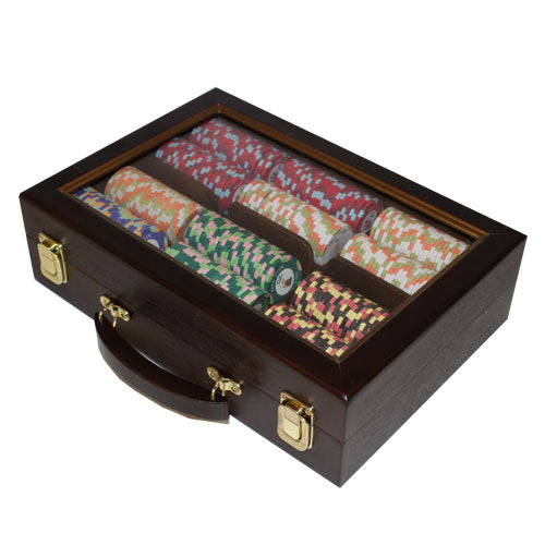 300 Nile Club Poker Chips with Walnut Case
