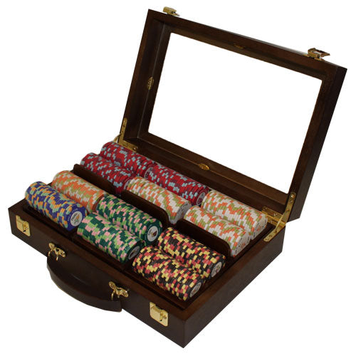 300 Nile Club Poker Chips with Walnut Case