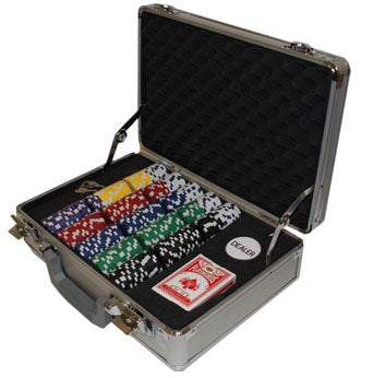 300 Striped Dice Poker Chips with Claysmith Aluminum Case
