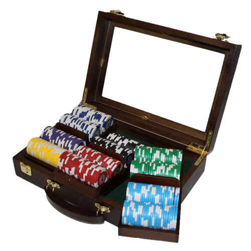 300 Tournament Pro Poker Chips with Walnut Case