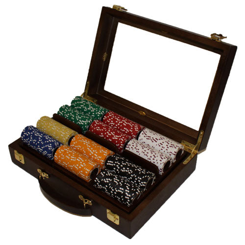 300 Coin Inlay Poker Chips with Walnut Case