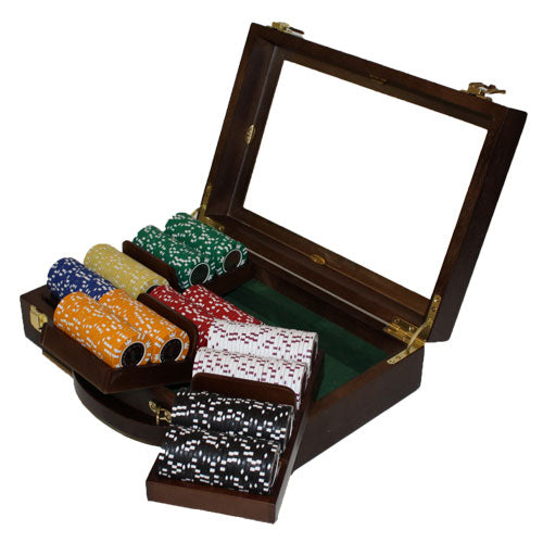 300 Coin Inlay Poker Chips with Walnut Case