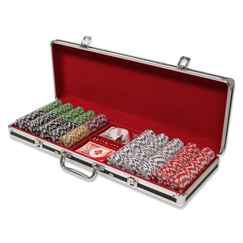 500 Two Stripe Twist Poker Chips with Black Aluminum Case