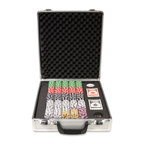 500 Two Stripe Twist Poker Chips with Claysmith Aluminum Case