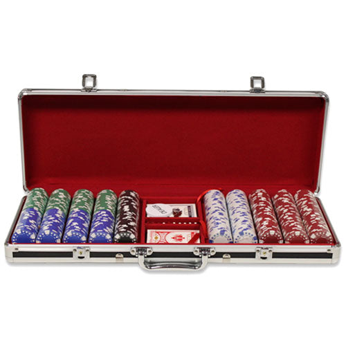 500 Diamond Suited Poker Chips with Black Aluminum Case