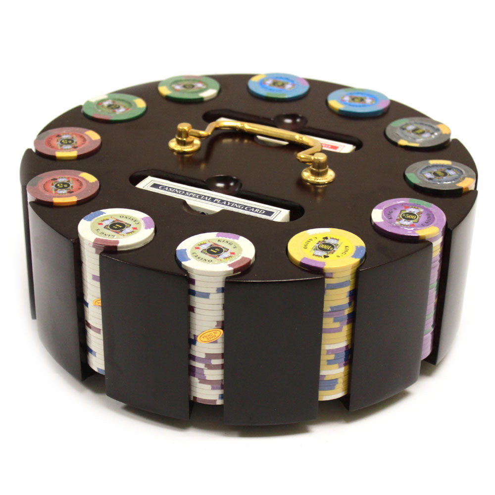 300 Kings Casino Poker Chips with Wooden Carousel