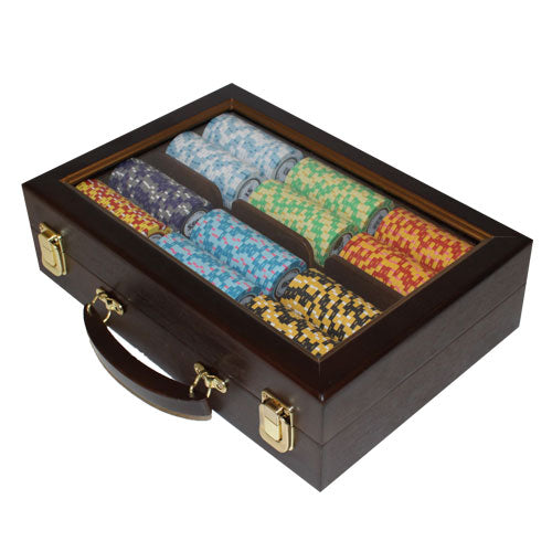 300 Monte Carlo Poker Chips with Walnut Case