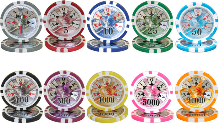 500 Ben Franklin Poker Chips with Hi Gloss Case