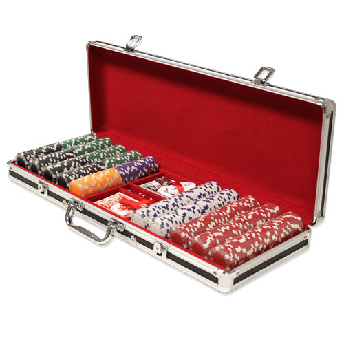 500 Striped Dice Poker Chips with Black Aluminum Case
