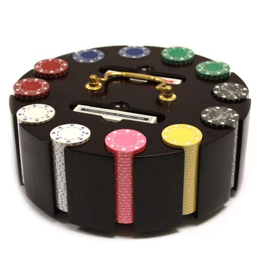 300 Suited Poker Chips with Wooden Carousel