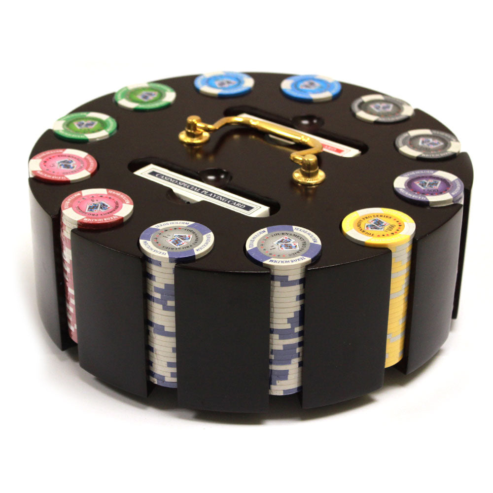 300 Tournament Pro Poker Chips with Wooden Carousel