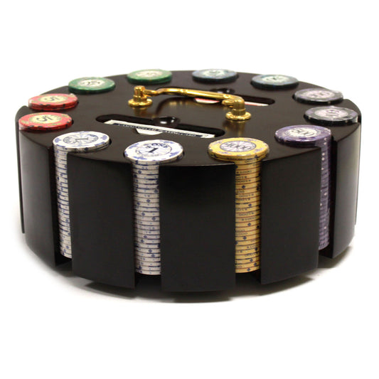 300 Scroll Poker Chips with Wooden Carousel