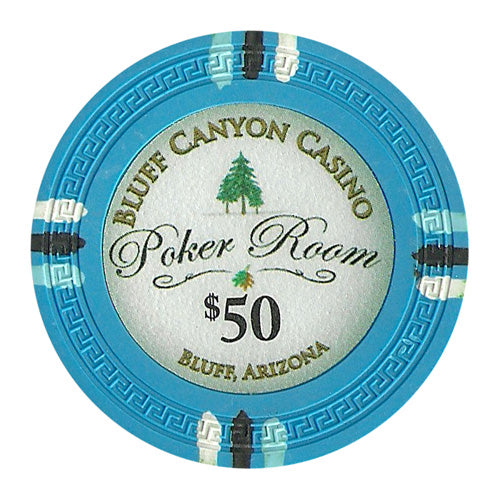 Light Blue Bluff Canyon Poker Chips - $50