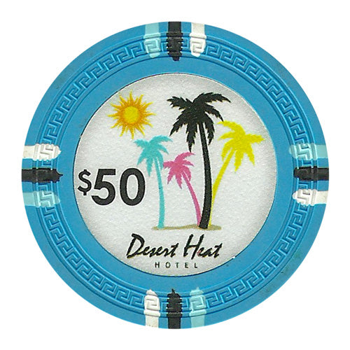 Light Blue Desert Heat Poker Chips - $50