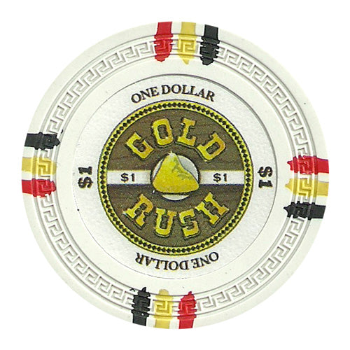 White Gold Rush Poker Chips - $1