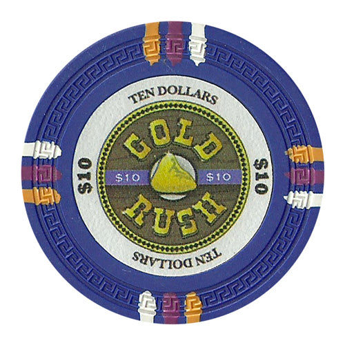 Dark Blue Gold Rush Poker Chips - $10