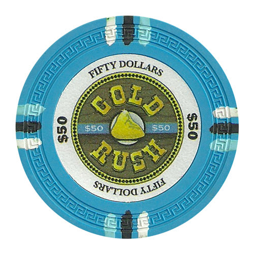 Light Blue Gold Rush Poker Chips - $50