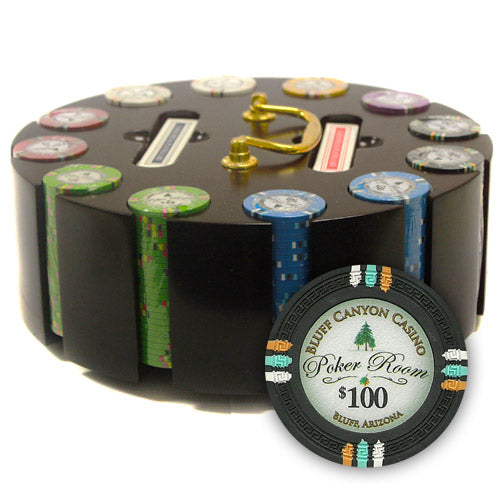 300 Bluff Canyon Poker Chips with Wooden Carousel