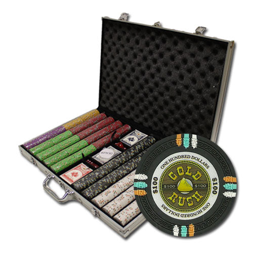 1000 Gold Rush Poker Chips with Aluminum Case