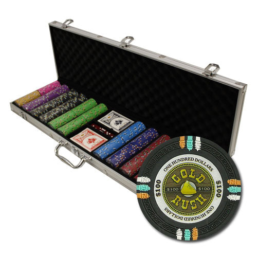 600 Gold Rush Poker Chips with Aluminum Case