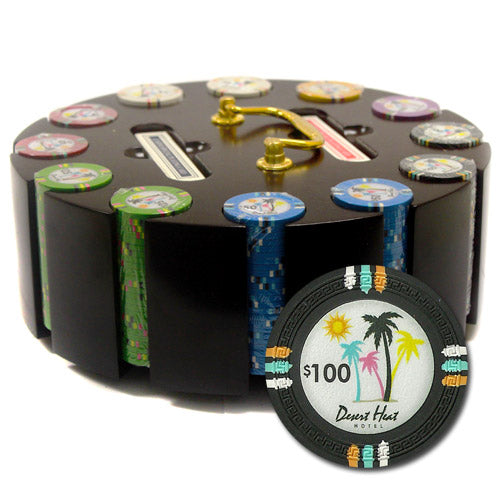 300 Desert Heat Poker Chips with Wooden Carousel
