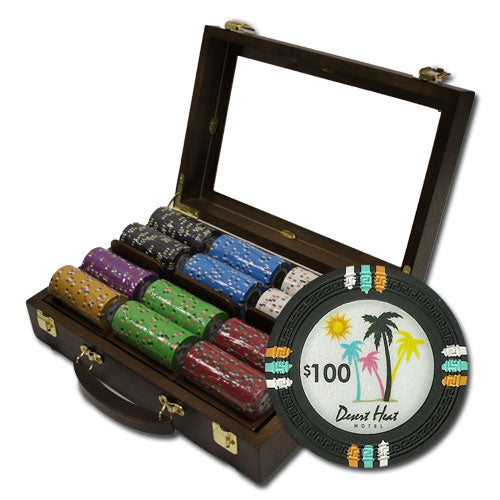 300 Desert Heat Poker Chips with Walnut Case