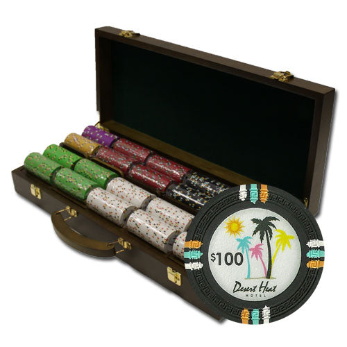 500 Desert Heat Poker Chips with Walnut Case