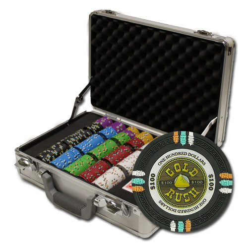 300 Gold Rush Poker Chips with Claysmith Aluminum Case