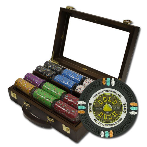 300 Gold Rush Poker Chips with Walnut Case