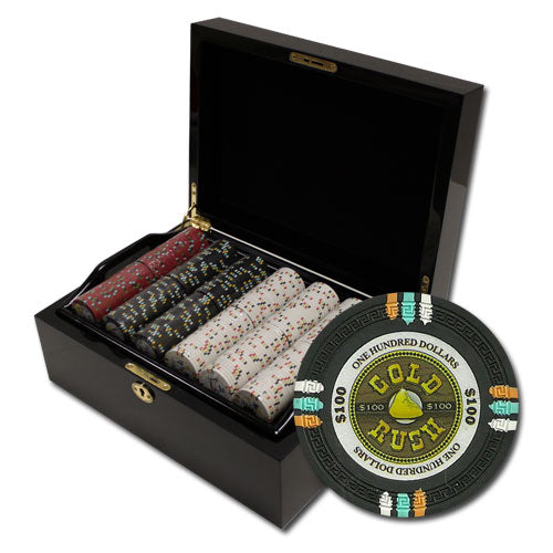 500 Gold Rush Poker Chips with Mahogany Case