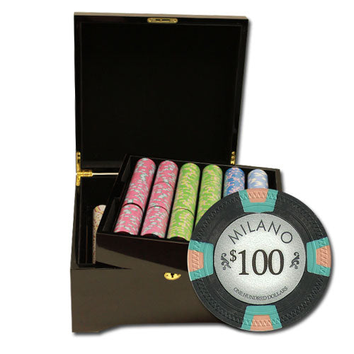 750 Milano Poker Chips with Mahogany Case