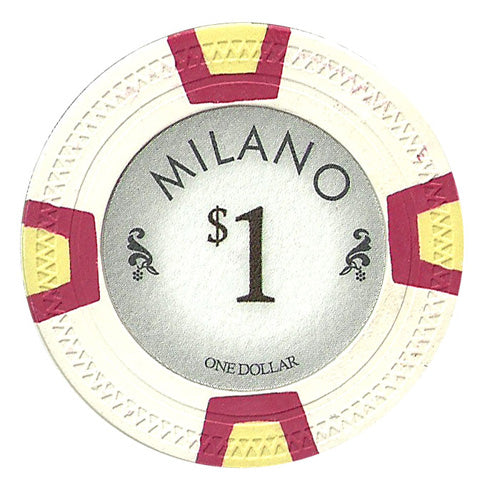 White Milano Poker Chips - $1