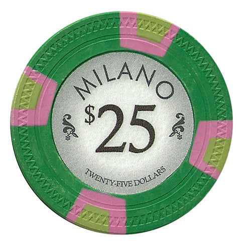 Green Milano Poker Chips - $25