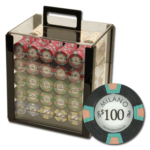 1000 Milano Poker Chips with Acrylic Carrier