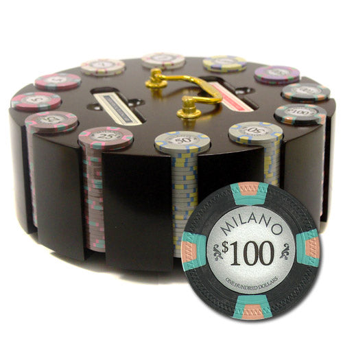300 Milano Poker Chips with Wooden Carousel