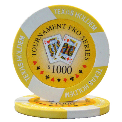 Yellow Tournament Pro Poker Chips - $1,000