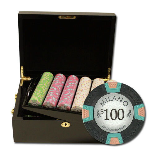 500 Milano Poker Chips with Mahogany Case