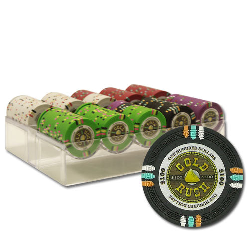 200 Gold Rush Poker Chips with Acrylic Tray