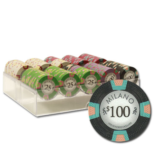 200 Milano Poker Chips with Acrylic Tray