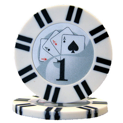 White Two Stripe Twist Poker Chips - $1