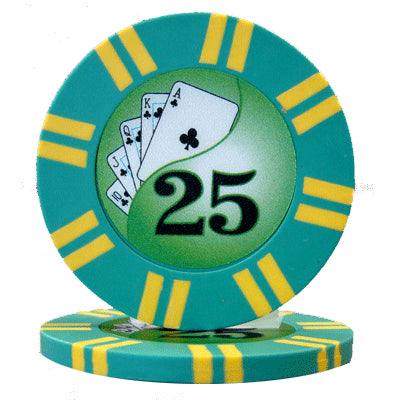 Green Two Stripe Twist Poker Chips - $25