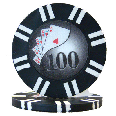 Black Two Stripe Twist Poker Chips - $100