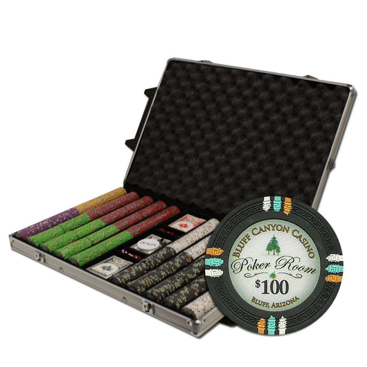 1000 Bluff Canyon Poker Chips with Rolling Aluminum Case