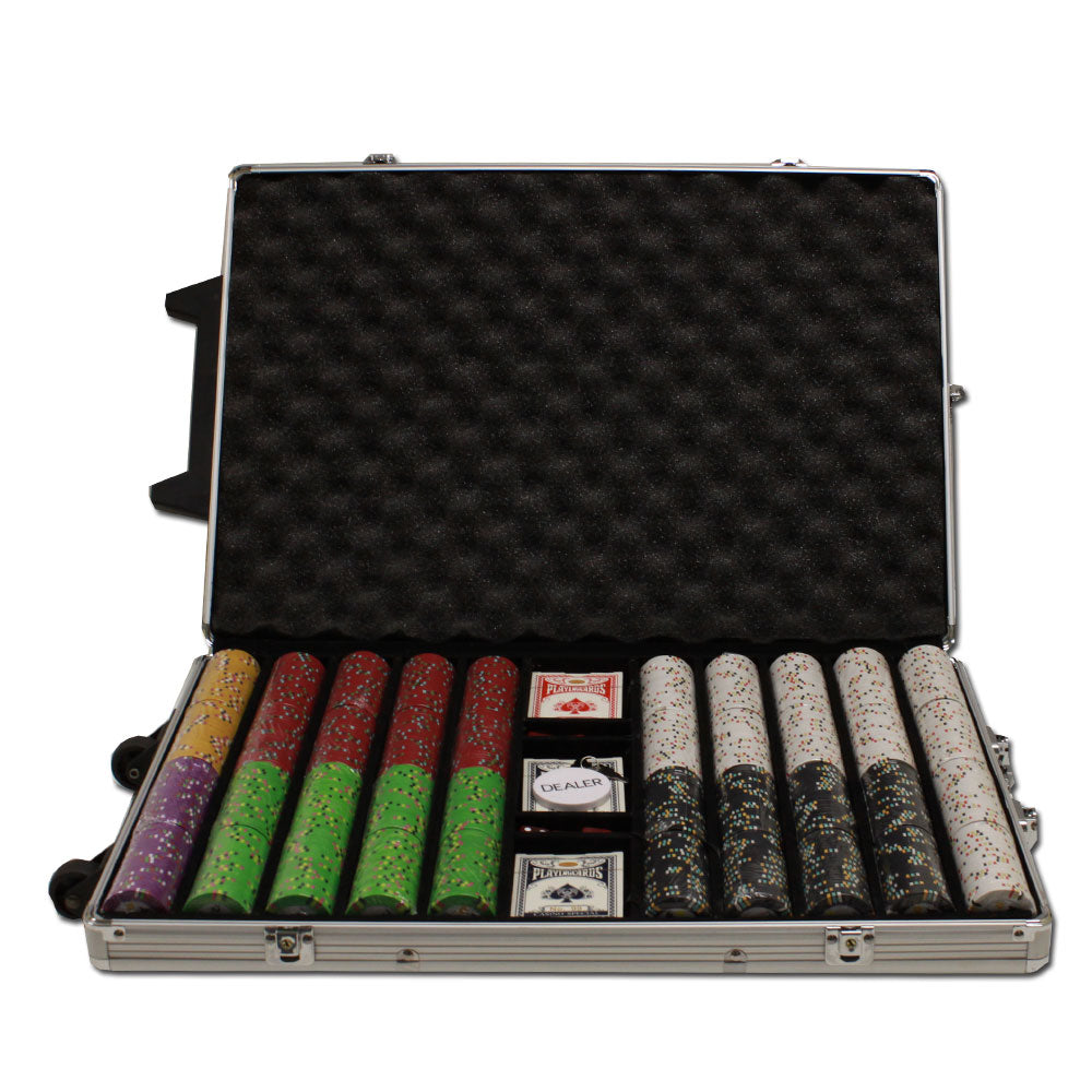 1000 Gold Rush Poker Chips with Rolling Aluminum Case