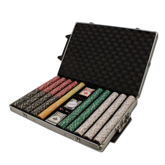 1000 Coin Inlay Poker Chips with Rolling Aluminum Case