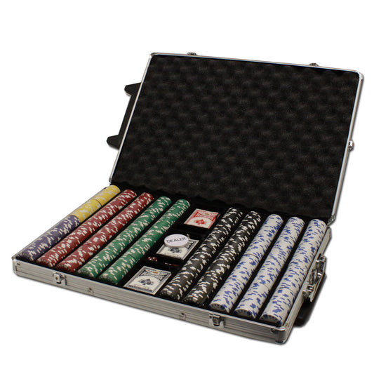 1000 Diamond Suited Poker Chips with Rolling Aluminum Case